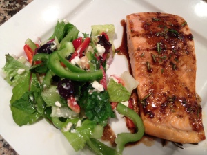 Salmon recipe by Everyday with Rachel Ray.  Salad recipe by Brimar Publishing.  Photo by Priscillakittycat.